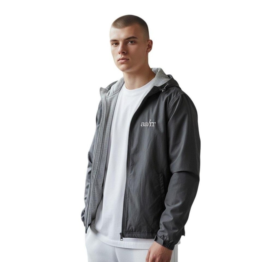 Charles River AALRR Black Zip Hoodie Jacket Gray Lined Hood Pockets Mens Size XL
